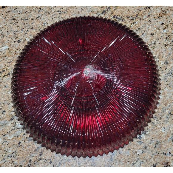 Mikasa Crystal 13" Divided Tray Diamond Fire Pattern Celebrations Red - Picture 4 of 10